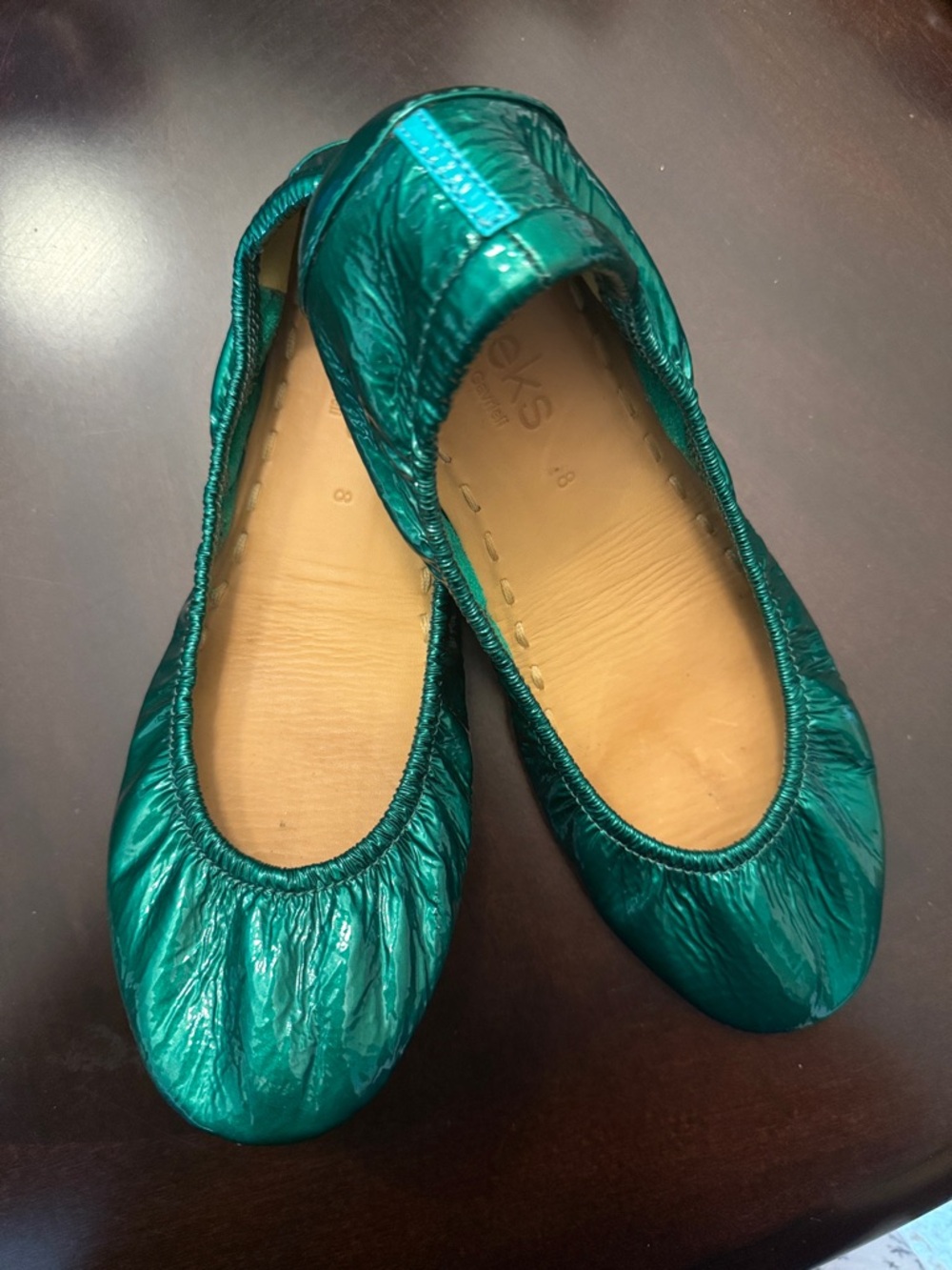 Tieks Emerald Green Metallic Ballet Flats, Size 8. - Picture 3 of 16